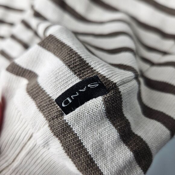 SAND Copenhagen Striped Polo Shirt Men XL Beige Brown Short Sleeve Preppy Casual - Picture 3 of 7